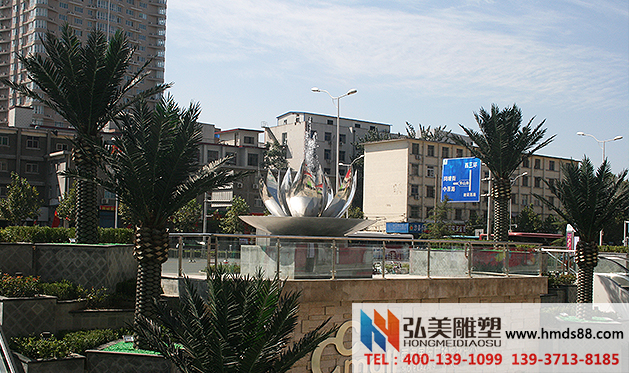 不銹鋼荷花雕塑/廣場(chǎng)雕塑
